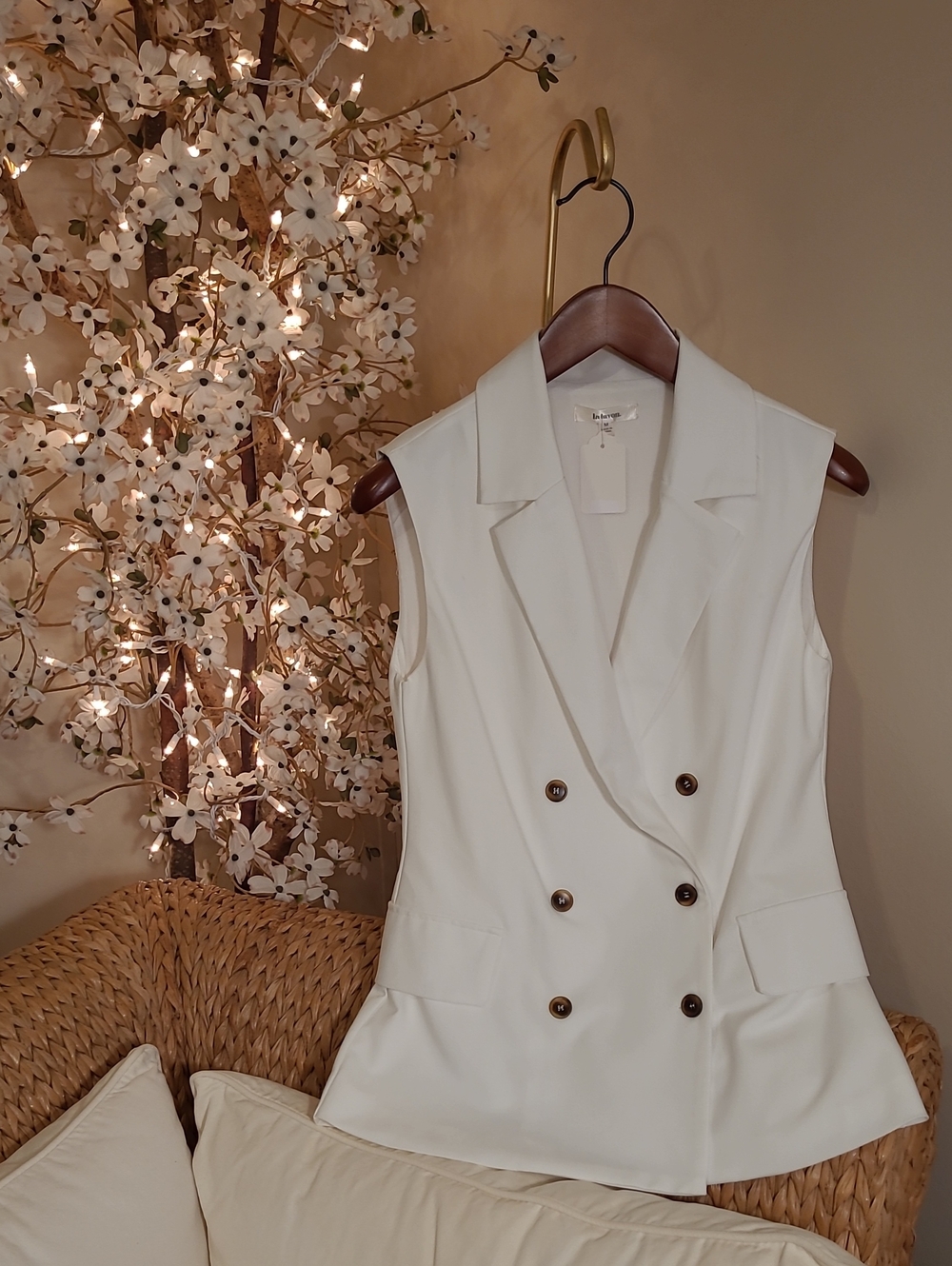 Tailored Ivory Double Breasted Vest